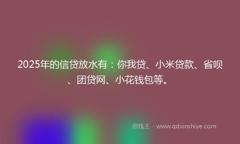 2025年的信贷放水有：你我贷、小米贷款、省呗、团贷网、小花钱包等。