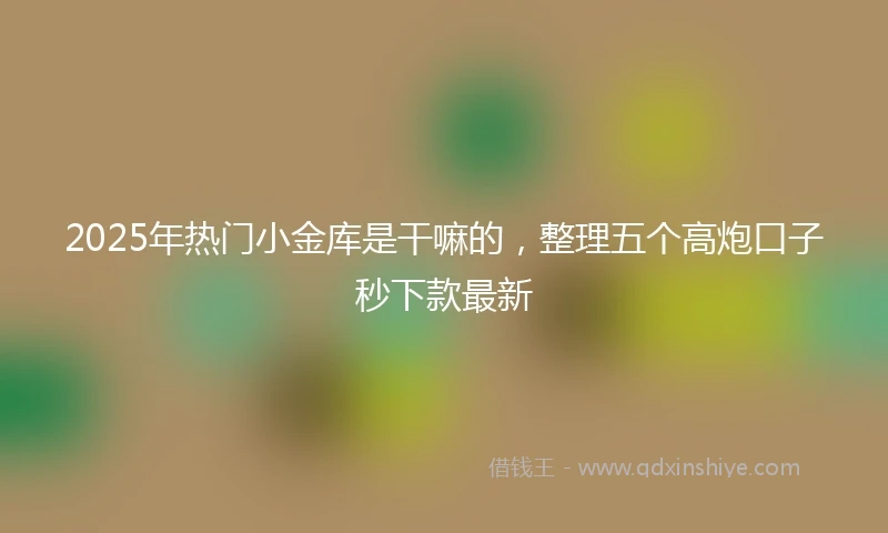 2025年热门小金库是干嘛的，整理五个高炮口子秒下款最新