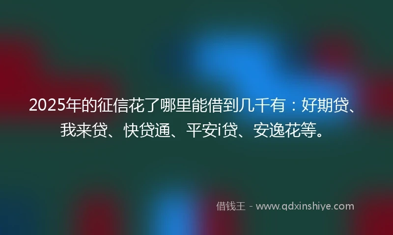 2025年的征信花了哪里能借到几千有：好期贷、我来贷、快贷通、平安i贷、安逸花等。