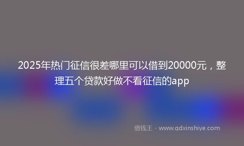 2025年热门征信很差哪里可以借到20000元，整理五个贷款好做不看征信的app