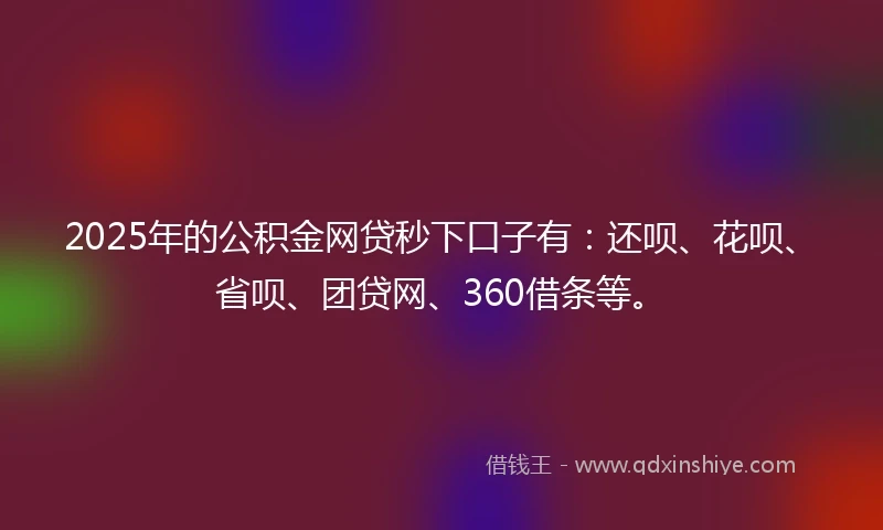 2025年的公积金网贷秒下口子有：还呗、花呗、省呗、团贷网、360借条等。