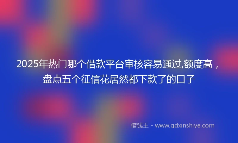 2025年热门哪个借款平台审核容易通过,额度高，盘点五个征信花居然都下款了的口子