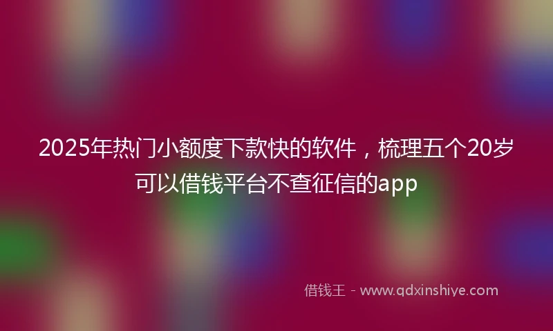 2025年热门小额度下款快的软件，梳理五个20岁可以借钱平台不查征信的app