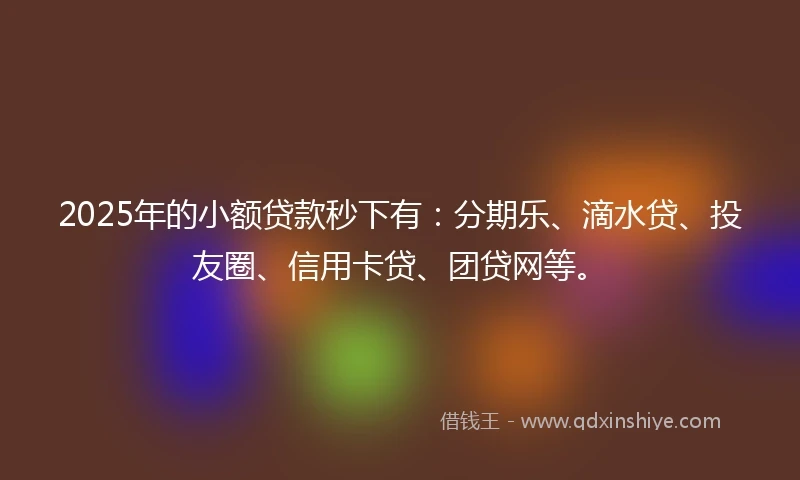 2025年的小额贷款秒下有：分期乐、滴水贷、投友圈、信用卡贷、团贷网等。