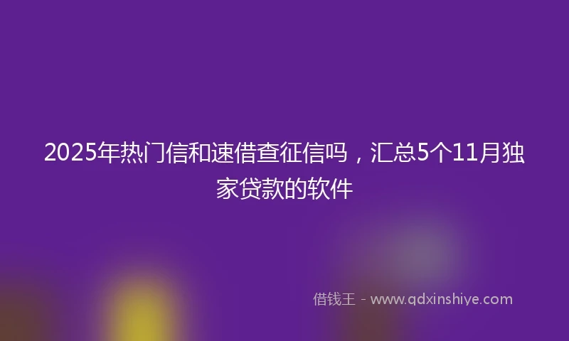 2025年热门信和速借查征信吗，汇总5个11月独家贷款的软件