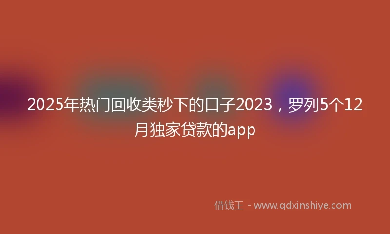 2025年热门回收类秒下的口子2023，罗列5个12月独家贷款的app