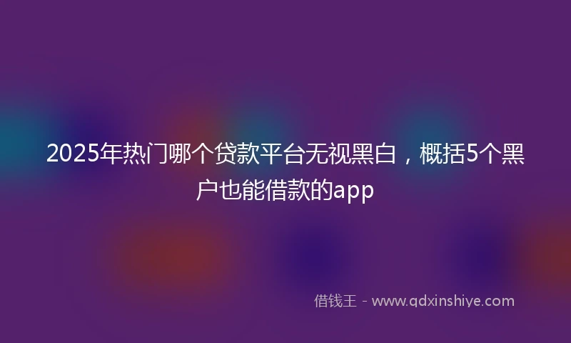 2025年热门哪个贷款平台无视黑白，概括5个黑户也能借款的app