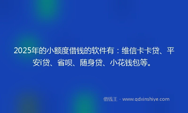 2025年的小额度借钱的软件有：维信卡卡贷、平安i贷、省呗、随身贷、小花钱包等。