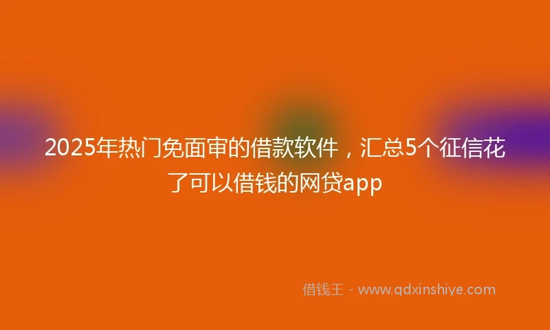 2025年热门免面审的借款软件，汇总5个征信花了可以借钱的网贷app