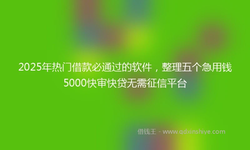2025年热门借款必通过的软件，整理五个急用钱5000快审快贷无需征信平台