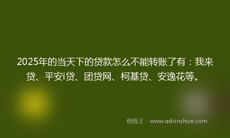 2025年的当天下的贷款怎么不能转账了有：我来贷、平安i贷、团贷网、柯基贷、安逸花等。