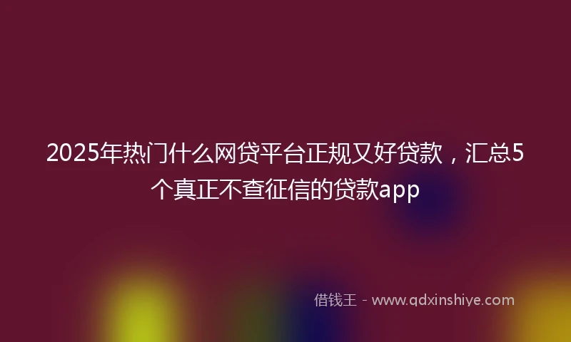 2025年热门什么网贷平台正规又好贷款，汇总5个真正不查征信的贷款app
