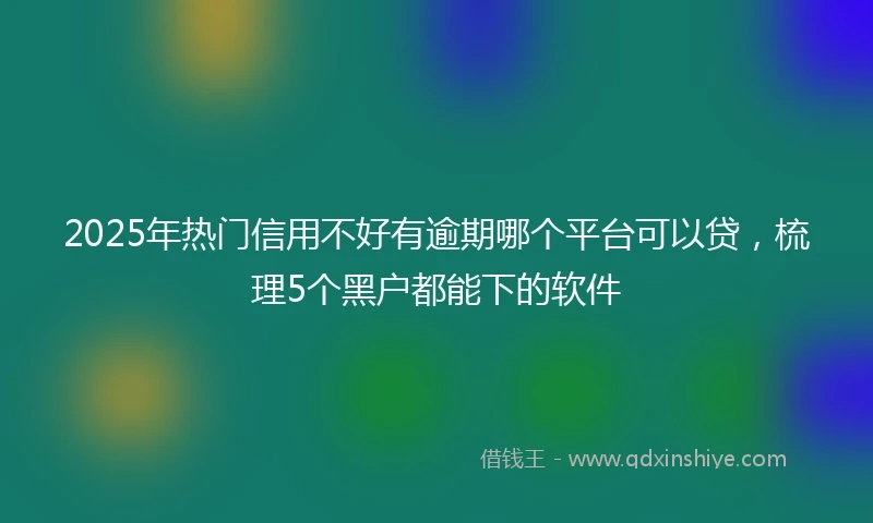 2025年热门信用不好有逾期哪个平台可以贷，梳理5个黑户都能下的软件