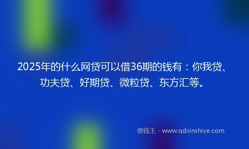 2025年的什么网贷可以借36期的钱有：你我贷、功夫贷、好期贷、微粒贷、东方汇等。