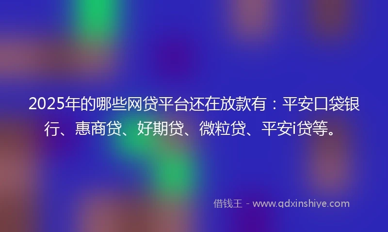 2025年的哪些网贷平台还在放款有：平安口袋银行、惠商贷、好期贷、微粒贷、平安i贷等。