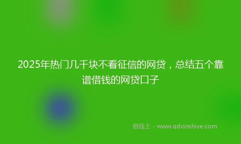 2025年热门几千块不看征信的网贷，总结五个靠谱借钱的网贷口子