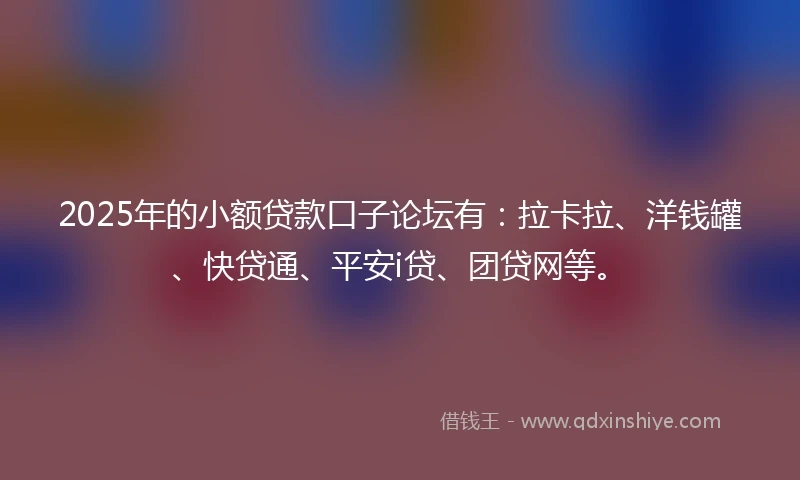 2025年的小额贷款口子论坛有：拉卡拉、洋钱罐、快贷通、平安i贷、团贷网等。