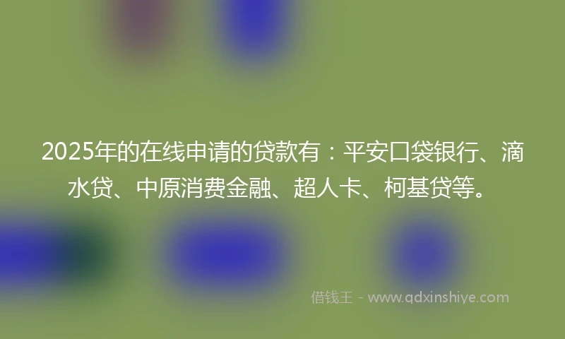 2025年的在线申请的贷款有：平安口袋银行、滴水贷、中原消费金融、超人卡、柯基贷等。