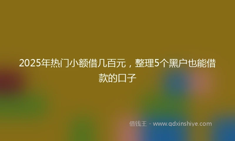 2025年热门小额借几百元，整理5个黑户也能借款的口子
