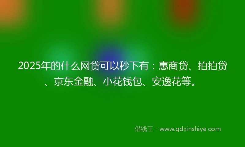 2025年的什么网贷可以秒下有：惠商贷、拍拍贷、京东金融、小花钱包、安逸花等。