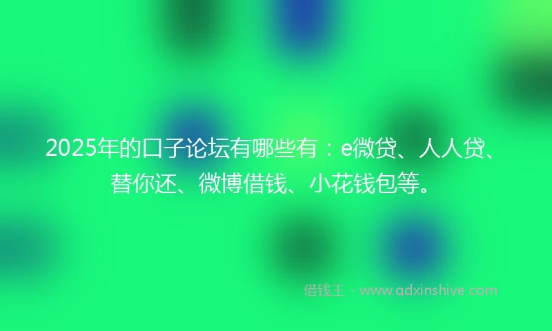 2025年的口子论坛有哪些有：e微贷、人人贷、替你还、微博借钱、小花钱包等。