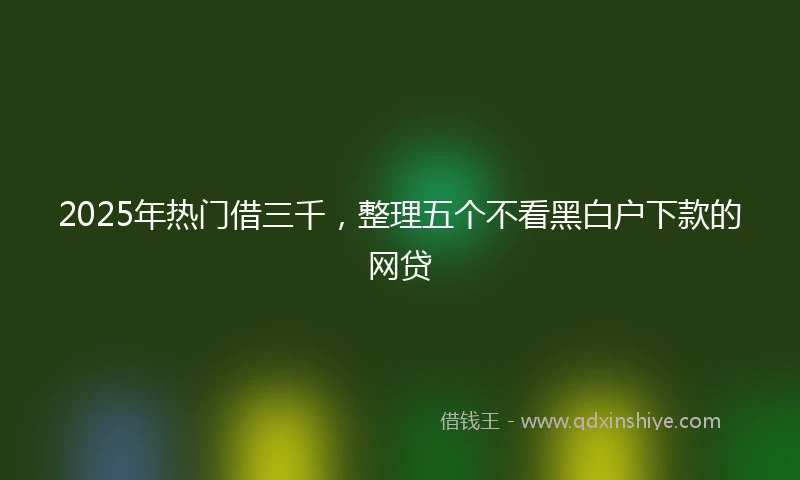 2025年热门借三千，整理五个不看黑白户下款的网贷