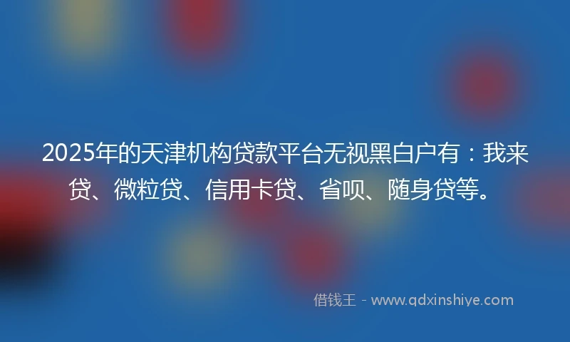 2025年的天津机构贷款平台无视黑白户有：我来贷、微粒贷、信用卡贷、省呗、随身贷等。