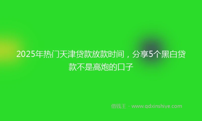 2025年热门天津贷款放款时间，分享5个黑白贷款不是高炮的口子