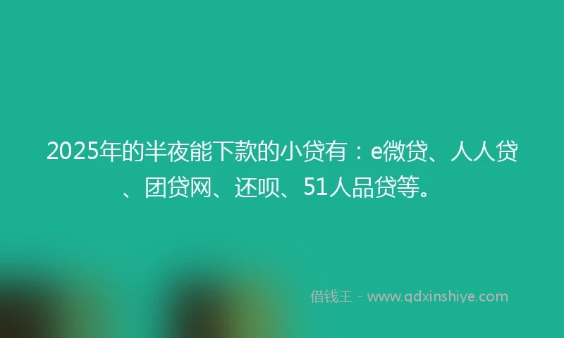 2025年的半夜能下款的小贷有：e微贷、人人贷、团贷网、还呗、51人品贷等。