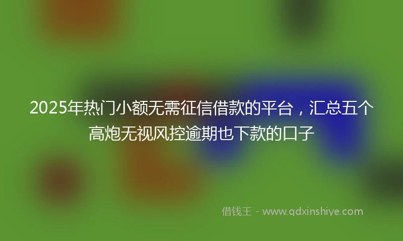 2025年热门小额无需征信借款的平台，汇总五个高炮无视风控逾期也下款的口子