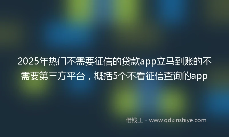 2025年热门不需要征信的贷款app立马到账的不需要第三方平台，概括5个不看征信查询的app