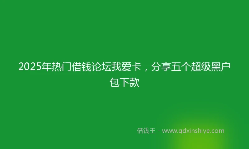 2025年热门借钱论坛我爱卡，分享五个超级黑户包下款