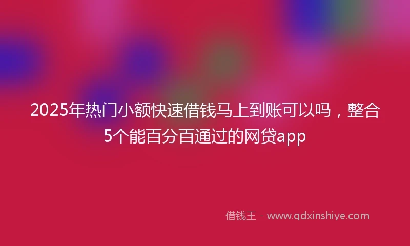 2025年热门小额快速借钱马上到账可以吗，整合5个能百分百通过的网贷app