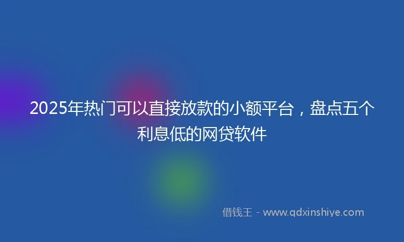 2025年热门可以直接放款的小额平台，盘点五个利息低的网贷软件