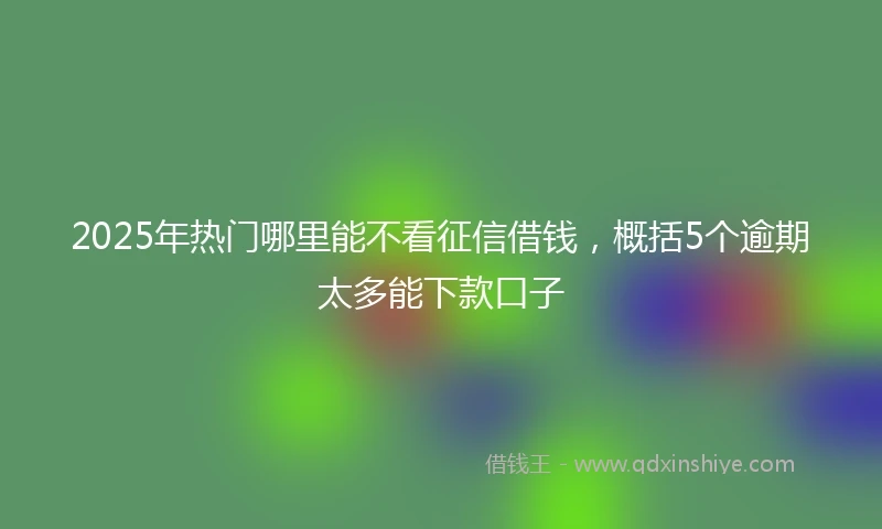 2025年热门哪里能不看征信借钱，概括5个逾期太多能下款口子
