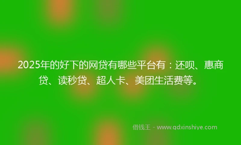 2025年的好下的网贷有哪些平台有：还呗、惠商贷、读秒贷、超人卡、美团生活费等。