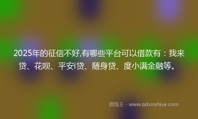 2025年的征信不好,有哪些平台可以借款有：我来贷、花呗、平安i贷、随身贷、度小满金融等。
