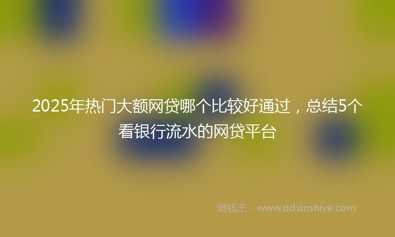 2025年热门大额网贷哪个比较好通过，总结5个看银行流水的网贷平台