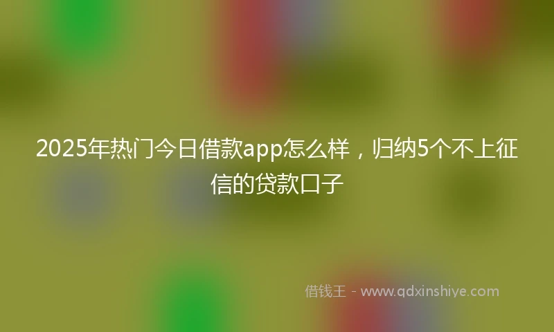 2025年热门今日借款app怎么样，归纳5个不上征信的贷款口子
