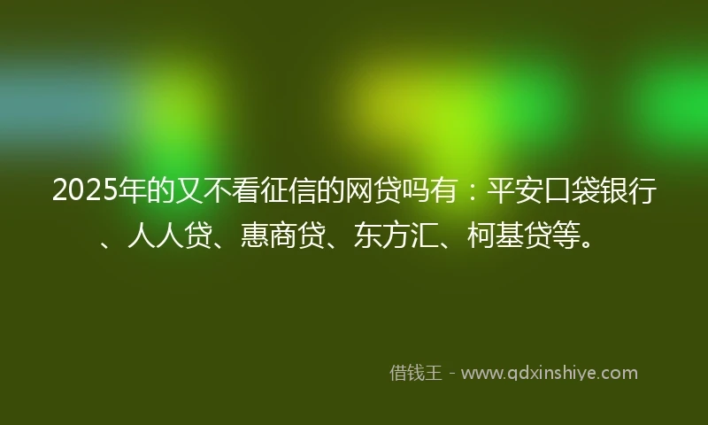 2025年的又不看征信的网贷吗有：平安口袋银行、人人贷、惠商贷、东方汇、柯基贷等。