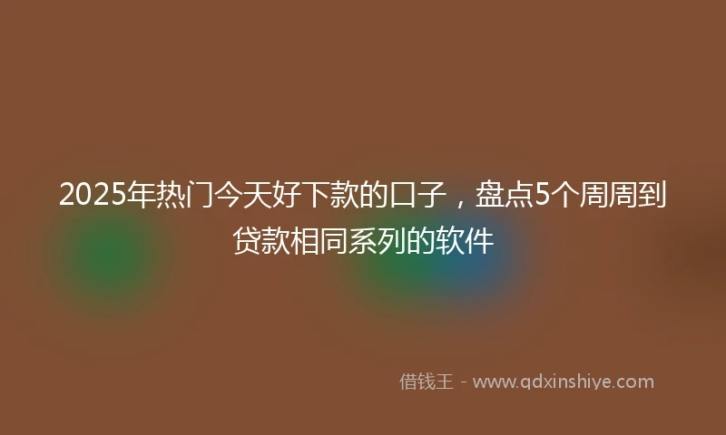 2025年热门今天好下款的口子，盘点5个周周到贷款相同系列的软件
