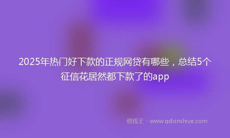 2025年热门好下款的正规网贷有哪些,总结5个征信花居然都下款了的app