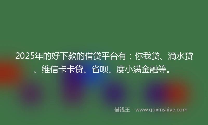 2025年的好下款的借贷平台有：你我贷、滴水贷、维信卡卡贷、省呗、度小满金融等。