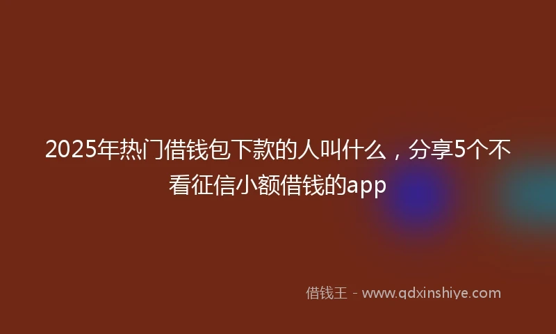 2025年热门借钱包下款的人叫什么，分享5个不看征信小额借钱的app