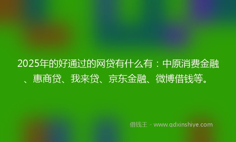 2025年的好通过的网贷有什么有：中原消费金融、惠商贷、我来贷、京东金融、微博借钱等。
