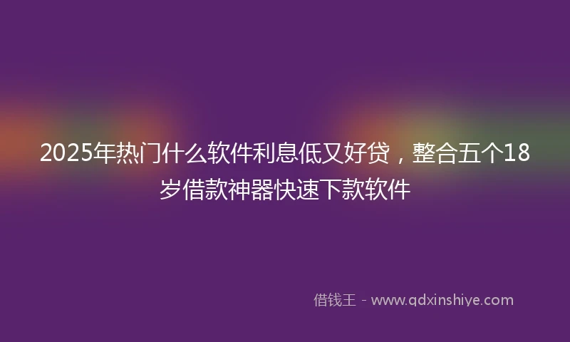 2025年热门什么软件利息低又好贷，整合五个18岁借款神器快速下款软件