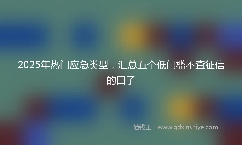 2025年热门应急类型，汇总五个低门槛不查征信的口子