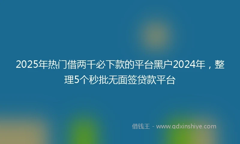2025年热门借两千必下款的平台黑户2024年，整理5个秒批无面签贷款平台