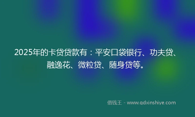 2025年的卡贷贷款有：平安口袋银行、功夫贷、融逸花、微粒贷、随身贷等。