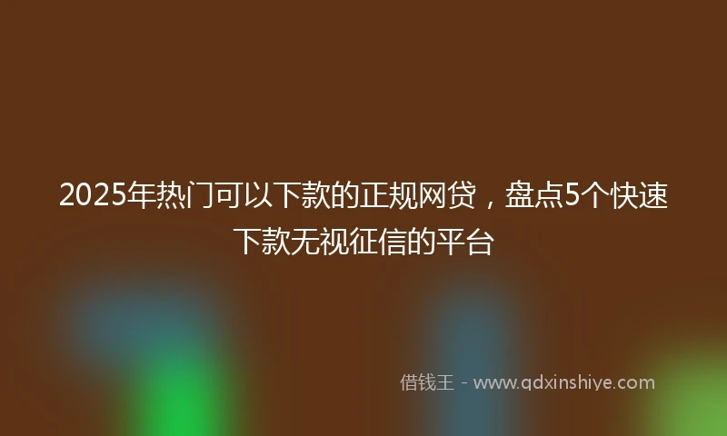 2025年热门可以下款的正规网贷，盘点5个快速下款无视征信的平台